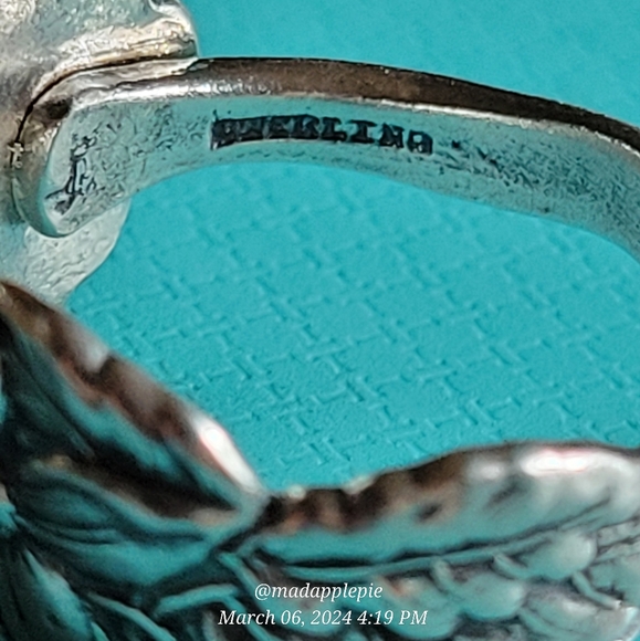 Antique Vintage Forget Me Not Spoon Ring in Sterling Silver Luxury Designer - Picture 16 of 16